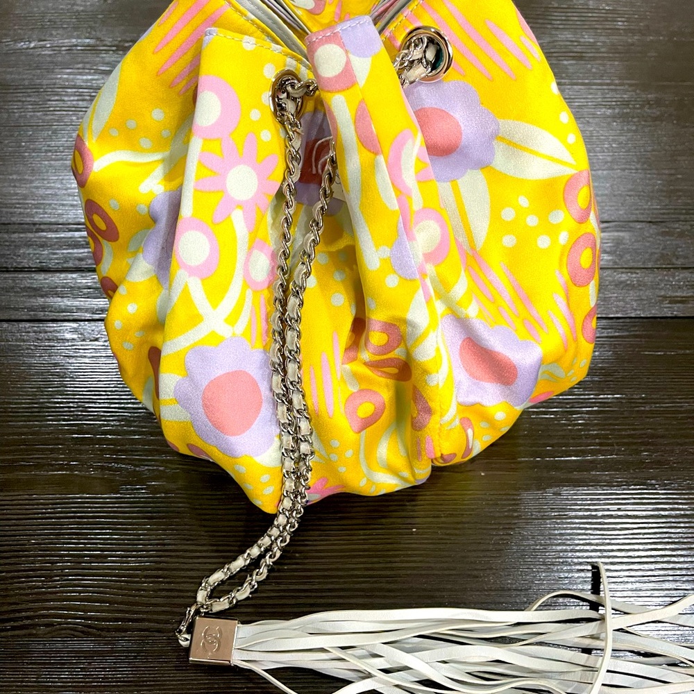 Chanel Floral Printed Tassle Bag